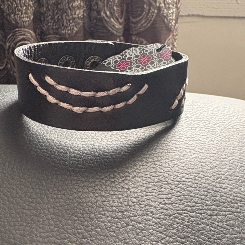 Black Leather Braided Accent Cuff Bracelet - paparazzi